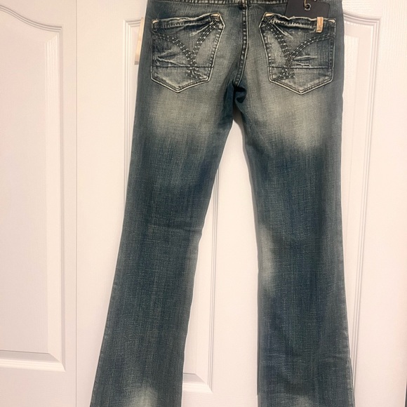 Vigoss Studio Adriana Flare Stretch Jeans Dark Vintage Low Rise - Picture 2 of 7